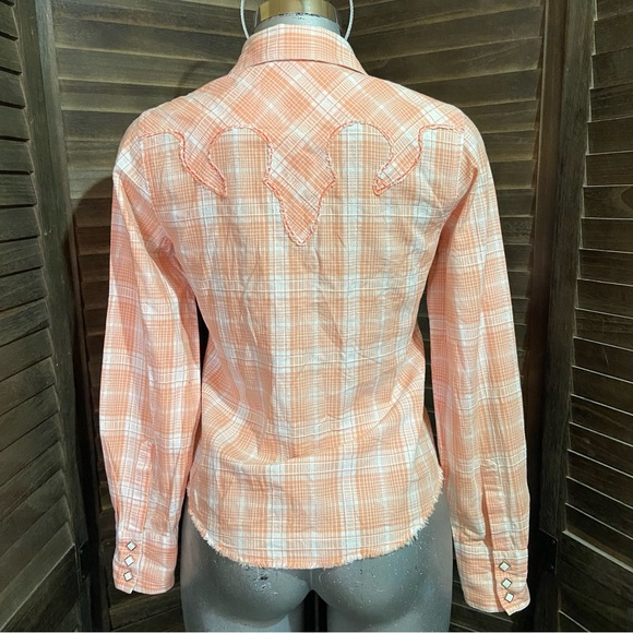 Cruel Girl Peach Plaid Western Button-Up Shirt Equestrian Cotton Rodeo Cowgirl S - Picture 5 of 9